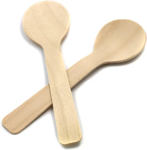 Miniatura 2 de Cucharas de postre de helado de madera de 3.9 pulgadas, cubiertos de madera desechables, paquete de 100