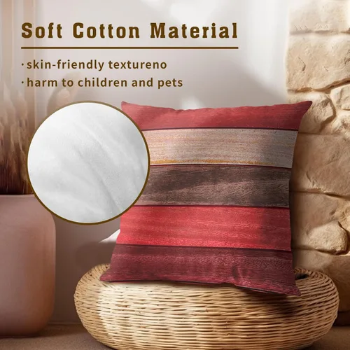 Miniatura 5 de Funda de almohada de madera de color rojo marrón de 18 x 18 pulgadas, fundas de almohada decorativas para el hogar, sofá y cama de 18 x 18 pulgadas