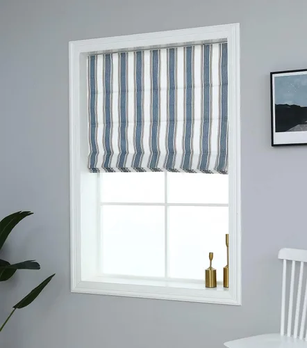 Miniatura 19 de Everyday Celebration Persianas romanas para ventanas, 100% opacas, sin cordones, rayas verticales, persianas de tela tejida, 26 pulgadas de ancho x