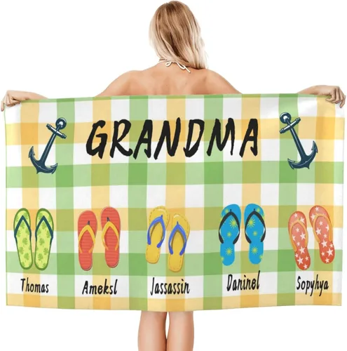 Miniatura 22 de Toalla de playa personalizada con nombre, toallas de playa personalizadas con nombre de gran tamaño de secado rápido para playa, baño, piscina