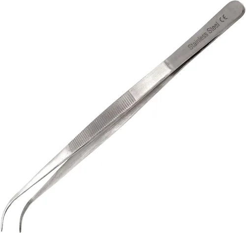 Miniatura 11 de Pinzas de precisión profesionales de acero inoxidable culinario con puntas dentadas, pinzas para servir con detalles de presentación de alimentos