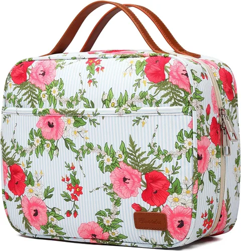Miniatura 12 de Bosidu Neceser de viaje colgante, organizador de artículos de tocador de viaje de gran capacidad para mujeres con 4 compartimentos y 1 gancho