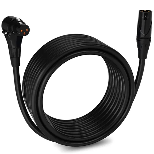 Miniatura 23 de LyxPro Cable de micrófono XLR hembra a macho de ángulo recto de 3 pines de 1.5 pies para altavoces amplificados, interfaz de audio, rendimiento