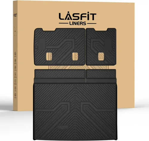 Miniatura 56 de LASFIT Juego completo de tapetes de elastómero termoplástico para todo tipo de clima de ajuste personalizado para automóviles, de 1ª y 2ª fila, 3