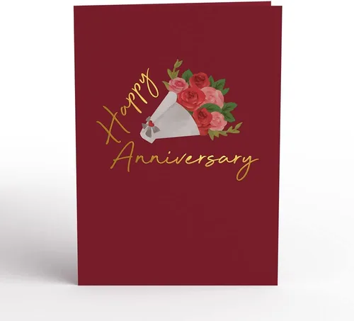 Miniatura 3 de Lovepop Tarjeta de feliz aniversario Tarjeta desplegable 3D de rosas románticas para esposa, marido o pareja Regalo único de boda o celebración