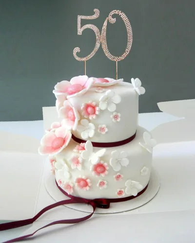 Miniatura 4 de 50 decoraciones para tartas Gemas de diamantes de imitación brillantes de alta calidad Ideas de decoración de fiesta de cumpleaños 50 o Oro
