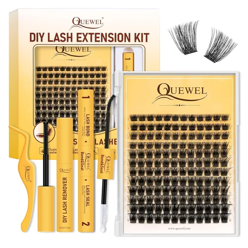 Miniatura 18 de QUEWEL Fairy-Lash-Clusters, 144 piezas Manga-Lash-Clusters Mix10-18mm Banda Invisible Natural Finas Clusters de Pestañas para Extensiones