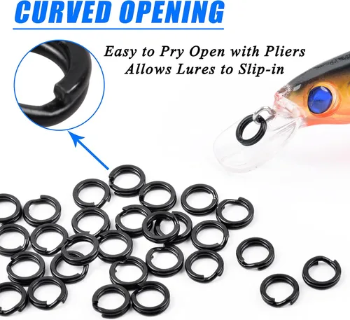 Miniatura 7 de Anillo dividido de acero inoxidable para señuelos de pesca, 200 piezas, anillo dividido para agua salada, aparejos de pesca, conectores de línea