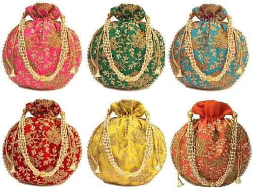 Miniatura 3 de Bolso de mano con diseño étnico indio bordado de seda para mujer, diseño de perlas Batwa