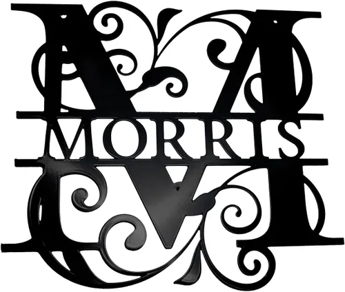 Montague Metal Products - Monograma personalizado de letra dividida - 13 opciones de color - Letrero de acero personalizado con monograma - Placa de