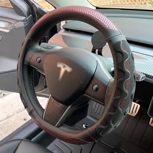 Miniatura 17 de PINCTROT Comfy Grip - Funda para volante para Tesla Model Y/3 2016-2025 2026 Standard/Highland/Juniper, forma de D de 14 pulgadas tamaño pequeño
