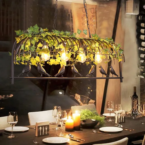 Miniatura 4 de Moderna lámpara colgante industrial ajustable, lámpara retro de hierro negro, lámpara de jaula de pájaros de hierro rural, granja, restaurante