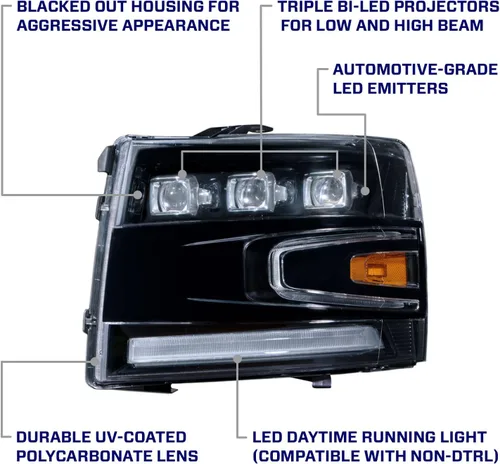 Miniatura 5 de Form Lighting Faros Delanteros Proyectores LED Secuenciales compatibles con Chevrolet Silverado 2007-2013 (par)