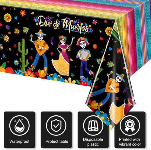 Miniatura 3 de Mantel de 3 piezas con diseño del Día de los Muertos, Día de los Muertos, para Halloween, diseño de calavera de azúcar, floral, fiesta mexicana