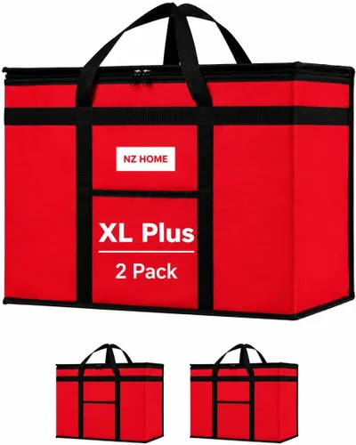 Miniatura 45 de NZ home Durable 3XL PRO Bolsa Térmica Aislada y Calentador de Alimentos para Entrega y Compras de Comestibles con Cremallera Superior, Azul Grado