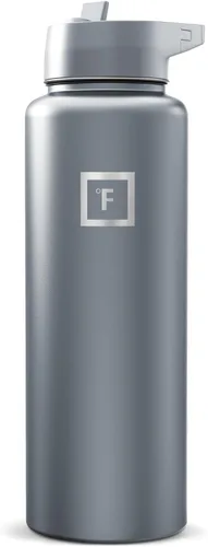 Miniatura 108 de IRON °FLASK Frasco de hidratación para acampar y senderismo con pajilla, botella de agua deportiva de acero inoxidable con aislamiento de boca Dark
