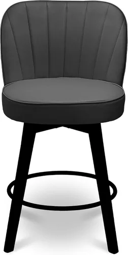 Miniatura 5 de MINCETA Juego de 2 taburetes de bar giratorios de 360°, taburete de bar de 26 pulgadas de altura de mostrador con respaldo de concha, silla de bar