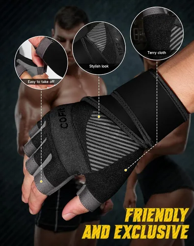 Miniatura 2 de Guantes de entrenamiento COFIT transpirables y antideslizantes, guantes de gimnasio para levantamiento de pesas para hombres y mujeres, agarre 5.