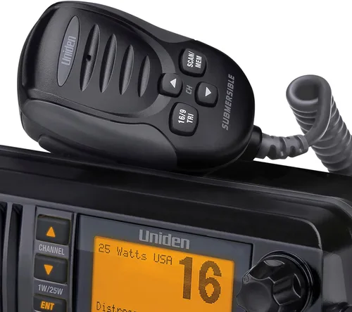 Miniatura 7 de Uniden UM435BK Advanced Fixed Mount VHF Marine Radio, todos los canales marinos estadounidenses/internacionales/canadienses incluyendo nuevos Negro