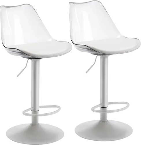Miniatura 12 de Taburetes de bar, taburetes de bar, taburetes de bar ajustables, taburetes de bar transparentes, taburetes de bar giratorios, con tapizado de piel