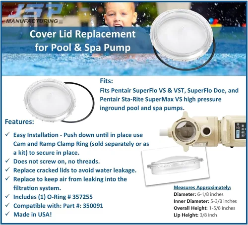 Miniatura 6 de Tapa de repuesto para bomba de piscina SuperFlo VS & VST, SuperFlo Doe, Sta-Rite SuperMax VS Bomba de piscina/spa enterrada
