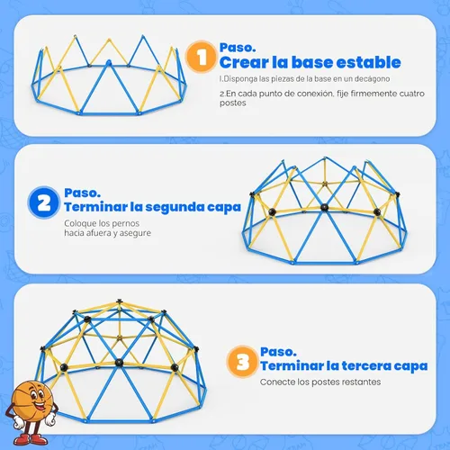 Miniatura 7 de Zupapa Cúpula de escalada de 10 pies, gimnasio de jungla para exteriores para niños con agarre para escalar - Escalador de cúpula geométrica