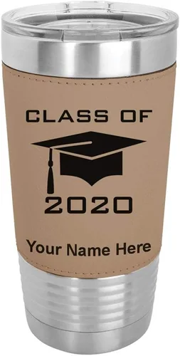 Miniatura 21 de LaserGram Vaso aislado al vacío de 20 onzas, con grabado personalizado incluido (piel sintética, estilo béisbol)