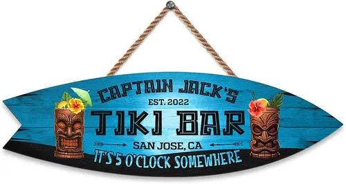 Miniatura 15 de Artsy Woodsy Letrero de madera personalizado con estampado de barra Tiki (no tallado ni neón), decoración de verano, cartel de piscina, patio