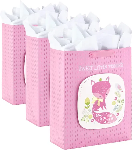 Miniatura 6 de Hallmark - Bolsa de regalo extra grande de 15 pulgadas con papel de seda (Sweet Little Princess Fox) para baby showers, cumpleaños de niños y más