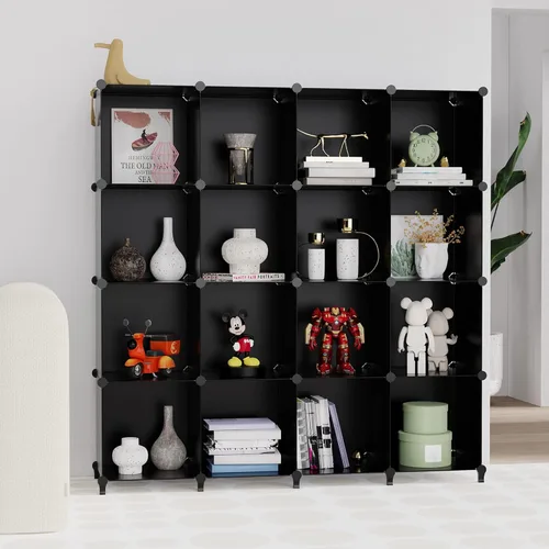 Miniatura 7 de HOMIDEC Organizadores y almacenamiento de armario, organizador de almacenamiento de 16 cubos, organizador de armario estantería con cubos y estantes