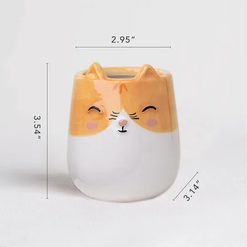 Miniatura 5 de maceta de cerámica con forma de gatito para interiores y exteriores, 3 x 3 x 4 pulgadas, diseño lindo pintado a mano en Argentina, con conveniente