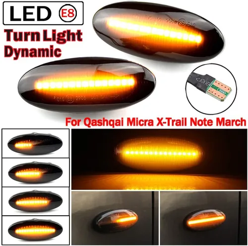 Miniatura 4 de Para Nissan Qashqai J10 X-trail T31 Cube Juke Leaf Micra Micra K13 Note E11 Dynamic Auto LED Side Marker Luz de señal de giro transparente (ahumado)