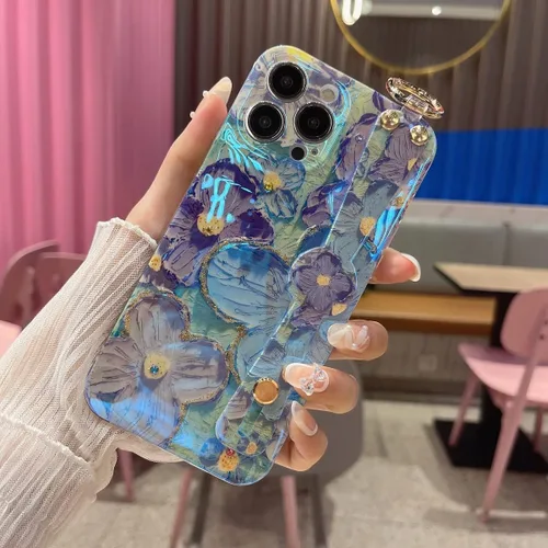 Miniatura 3 de Funda para iPhone 14 Pro Max con correa para la muñeca, función atril con purpurina de dibujos animados IMD de silicona TPU a prueba de golpes