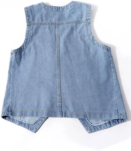 Miniatura 3 de Peaceglad Chaleco de mezclilla casual para mujer, cuello en V, parte delantera abierta, con botones, sin mangas, con bolsillos