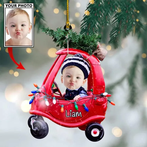 Miniatura 3 de IZI POD Foto personalizada con nombre de adorno de bebé, adorno personalizado de automóvil de Navidad para decoración de árbol de Navidad, regalo