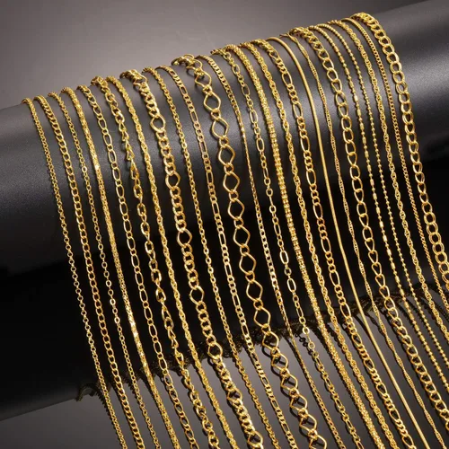 Miniatura 3 de Blulu - 24 piezas de collar de cadena chapado en plata u oro para suministros de fabricación de joyas y manualidades DIY, 24 pulg., Oro, Sin piedra