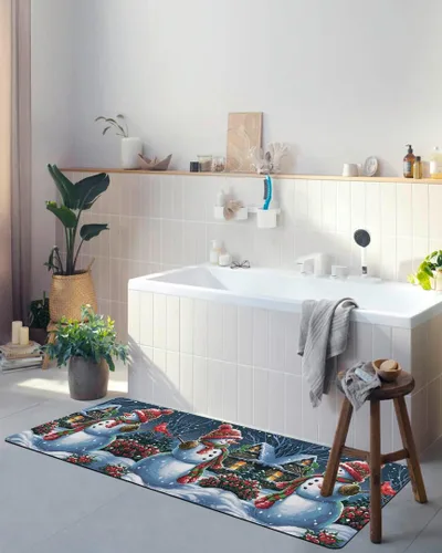 Miniatura 4 de Tapete de baño de muñeco de nieve para bañera, antideslizante, de secado rápido y absorbente, tierra de diatomeas, fregadero, dormitorio, cocina