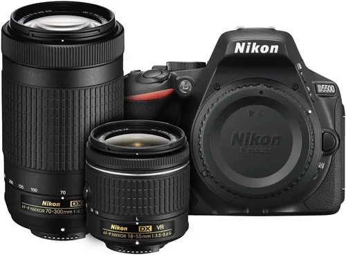 Kit de cámara digital Nikon D5500 con 18-55 mm y 70-300 mm - Negro