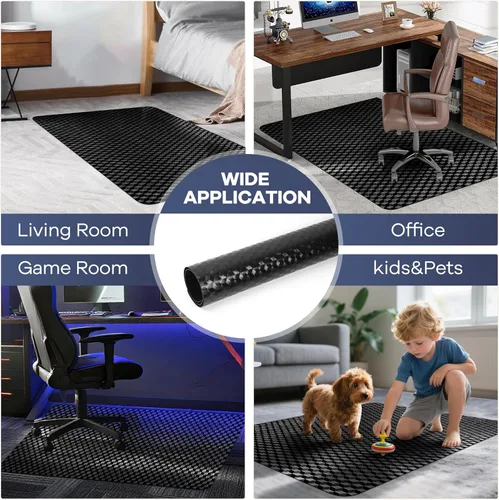 Miniatura 8 de BesWin Tapete para silla de oficina, 48 x 30 pulgadas, tapete para silla de escritorio de computadora para suelos de moqueta baja, protector de Negro
