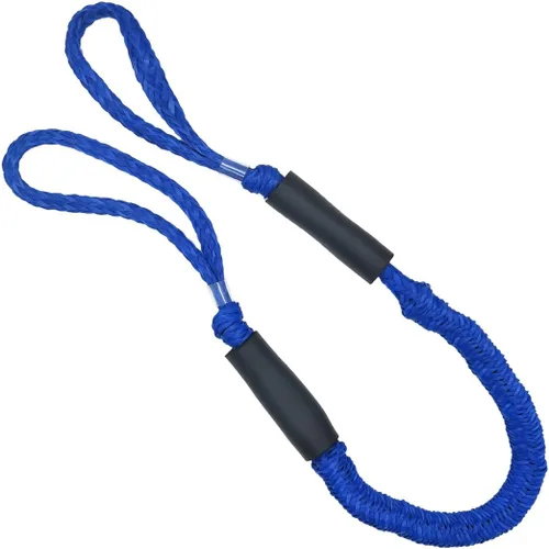 Miniatura 2 de Líneas de muelle de cuerda elástica que absorbe los golpes, cuerda de amarre marina de 4 pies, color azul oscuro, paquete de 4