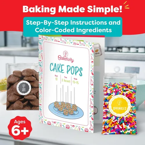 Miniatura 2 de Kit de Hornado de Pop Cakes DIY de Baketivity para Niños - Ingredientes Pre-medidos, Suministros de Decoración Deliciosas paletas de pastel