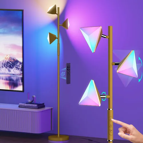 Miniatura 8 de Lámpara de pie LED de árbol, lámpara de pie alta regulable de 36 W con control remoto y táctil, 2700K-6500K 4 temperaturas de color, 3 luces LED