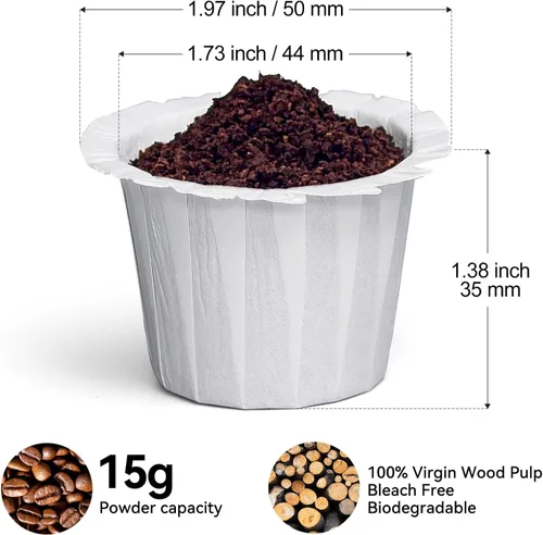Miniatura 3 de 100 unidades de filtros de café K Cup desechables Fanativita para taza única Keurig, compatibles con todas las K Cup reutilizables (blanco)
