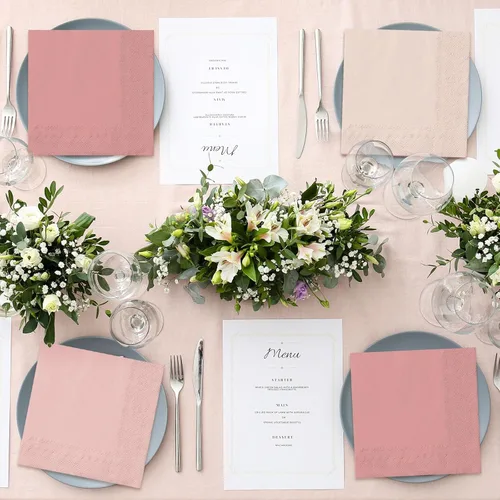 Miniatura 7 de Whaline 150 servilletas de papel rosa melocotón 3 colores desechables servilletas de almuerzo temática rosa servilleta para celebración, reunión
