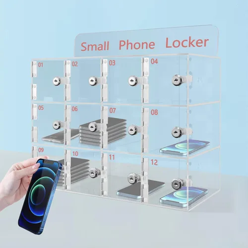 Miniatura 3 de Caja de casilleros para teléfono celular, armario de almacenamiento para teléfono celular montado en la pared, bolsillo transparente, caja de 20