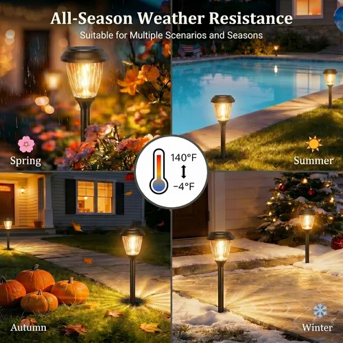 Miniatura 6 de XMCOSY+ Luces solares de camino para exteriores, luces solares de vidrio blanco cálido de 10/25 lm para patio y pasarela, iluminación de paisaje