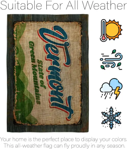 Miniatura 6 de Americana Home & Garden Vermont Vintage Burlap Garden House Flag Set Regional States American Territories Republic Country Particular Area