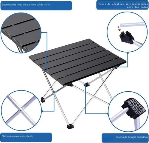 Miniatura 3 de Mesa de camping portátil Grope con superficie de mesa de aluminio, mesa de playa plegable fácil de transportar, perfecta para exteriores, picnic