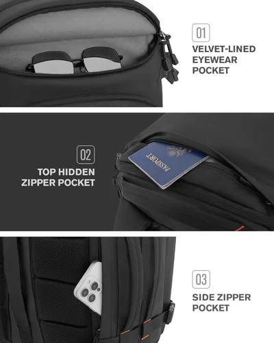 Miniatura 5 de Tolaccea Mochila de Viaje Carry On 40L, Mochila para Laptop con 3 Cubos de Embalaje, Bolsa de Lona Aprobada para Vuelos para Hombres y Mujeres, Negro