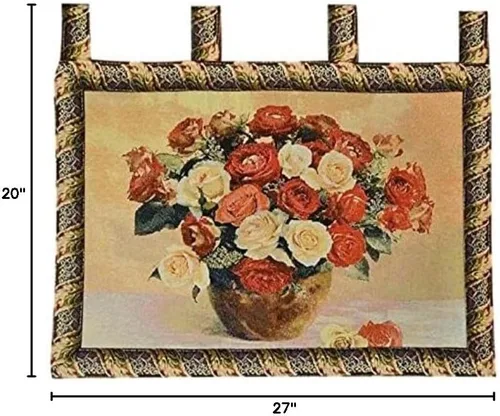 Miniatura 3 de Tache - Tapiz floral para colgar en la pared, diseño floral francés, propuesta de San Valentín, ramo de rosas rojas y blancas, tapiz jacquard